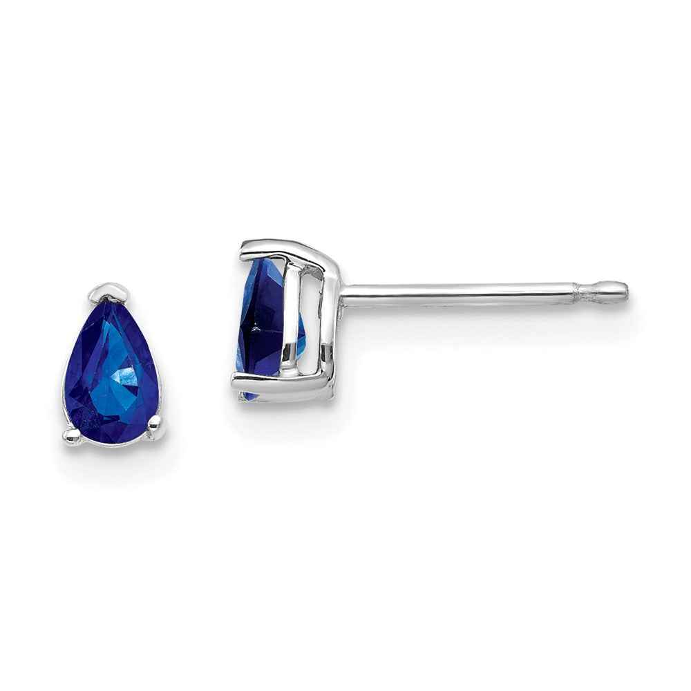 14K White Gold Sapphire Stud Earrings