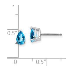 14K White Gold 6x4mm Pear Blue Topaz Stud Earrings