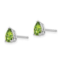 14K White Gold 6x4mm Pear Peridot Stud Earrings