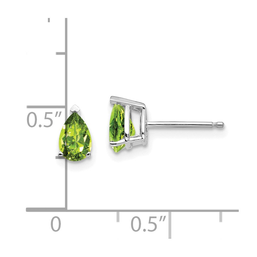 14K White Gold 6x4mm Pear Peridot Stud Earrings
