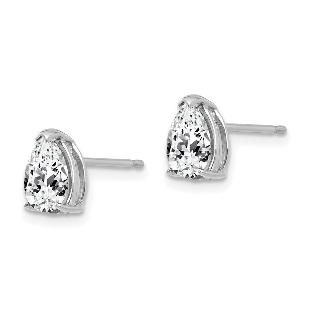 14K White Gold 7x5mm Pear Cubic Zirconia Stud Earrings