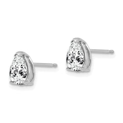 14K White Gold 7x5mm Pear Cubic Zirconia Stud Earrings