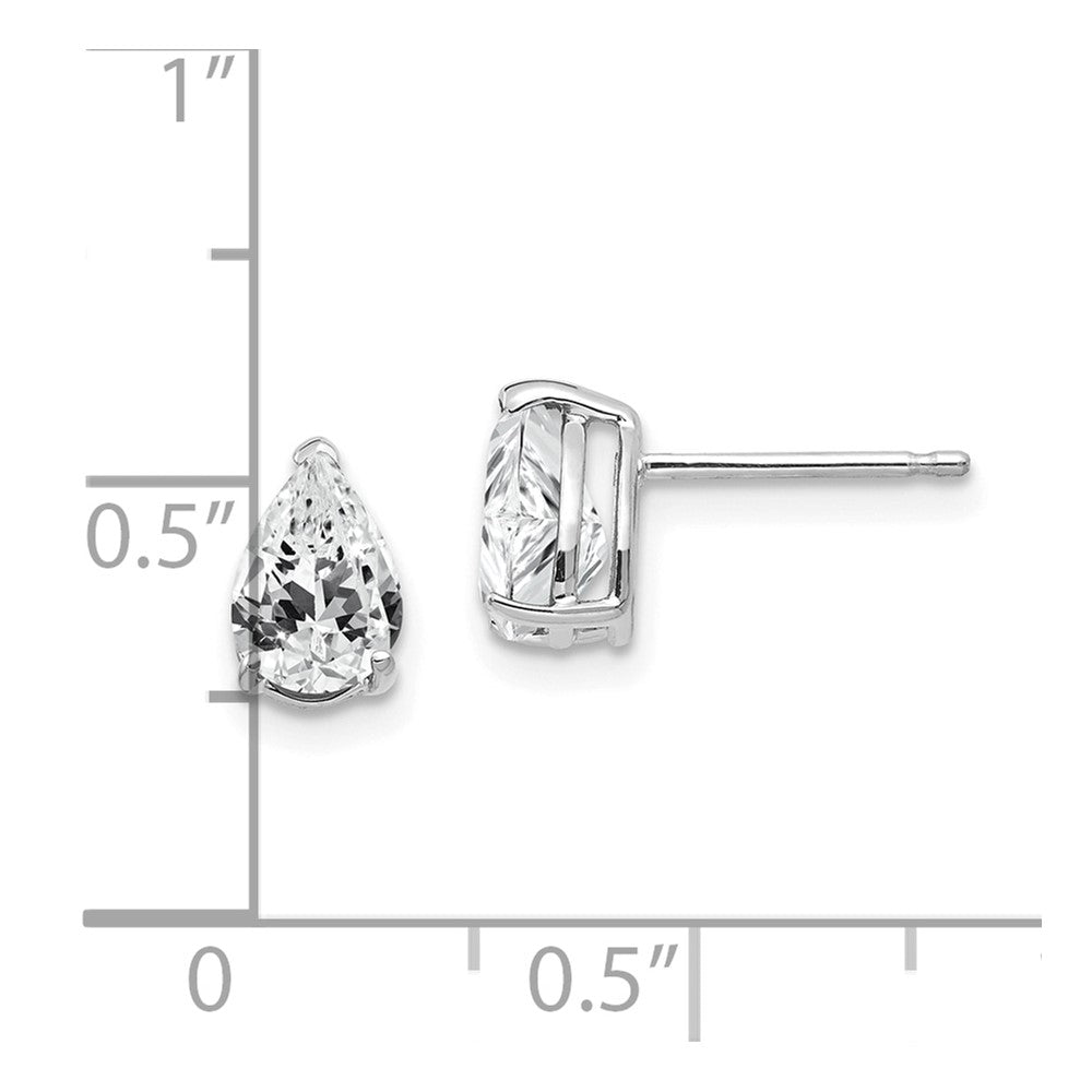 14K White Gold 7x5mm Pear Cubic Zirconia Stud Earrings
