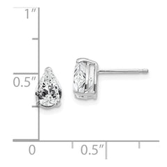 14K White Gold 7x5mm Pear Cubic Zirconia Stud Earrings