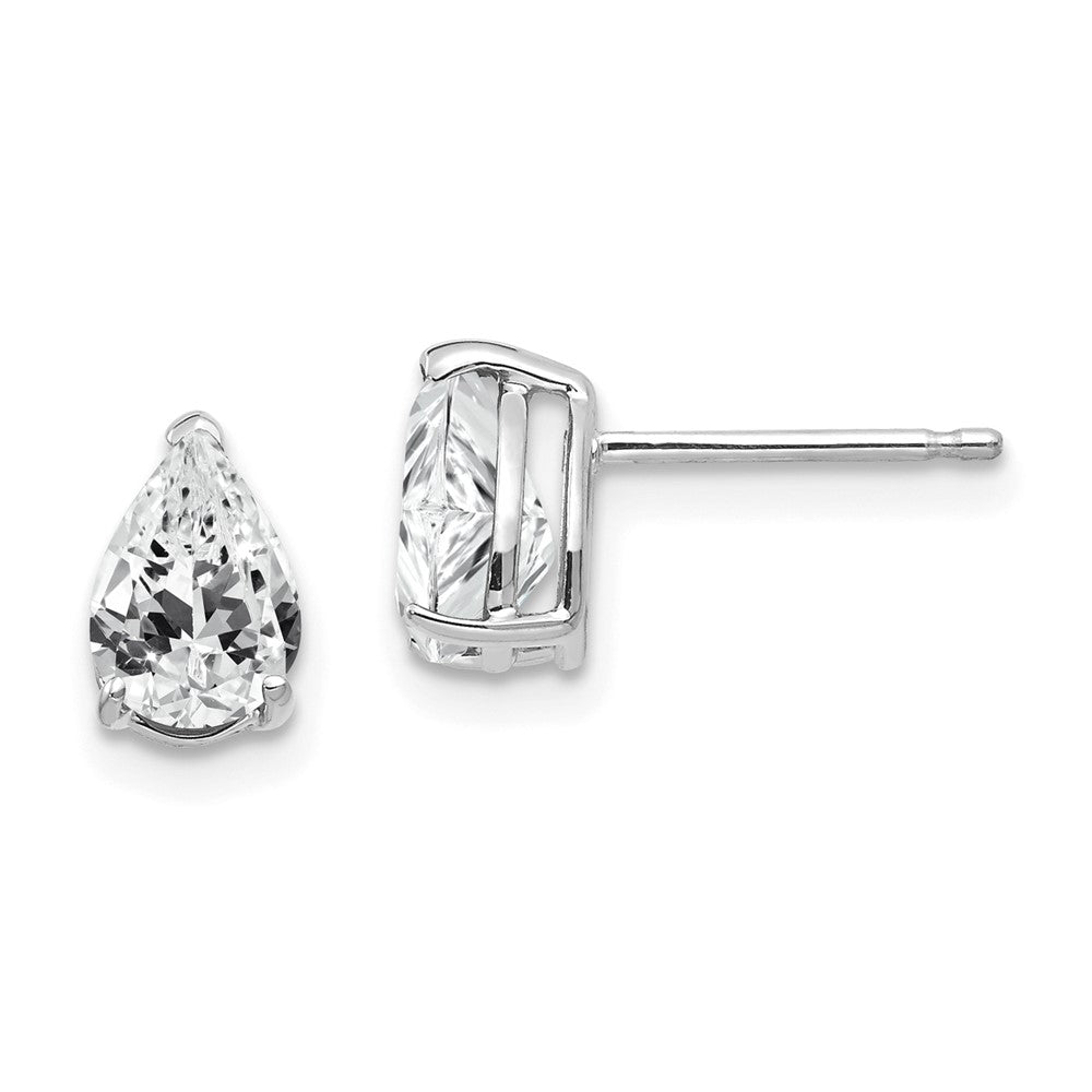 14K White Gold 7x5mm Pear Cubic Zirconia Stud Earrings