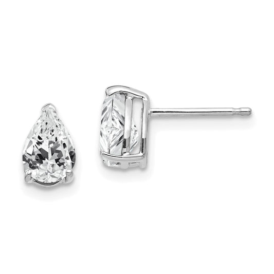 14K White Gold 7x5mm Pear Cubic Zirconia Stud Earrings