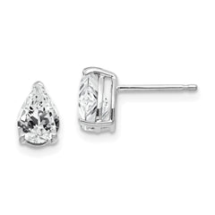 14K White Gold 7x5mm Pear Cubic Zirconia Stud Earrings