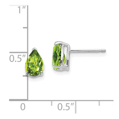 14K White Gold Peridot Pear Stud Earrings