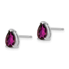 14K White Gold Rhodolite Garnet Pear Stud Earrings