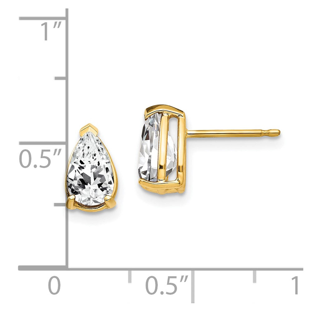 14K Yellow Gold 8x5mm Pear Cubic Zirconia Earrings