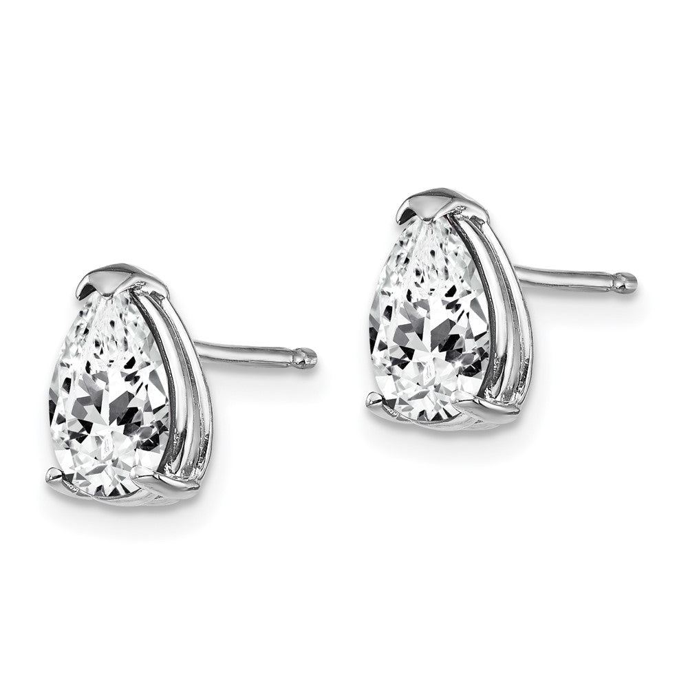 14K White Gold 8x5mm Pear Cubic Zirconia Stud Earrings