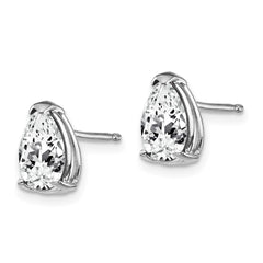 14K White Gold 8x5mm Pear Cubic Zirconia Stud Earrings