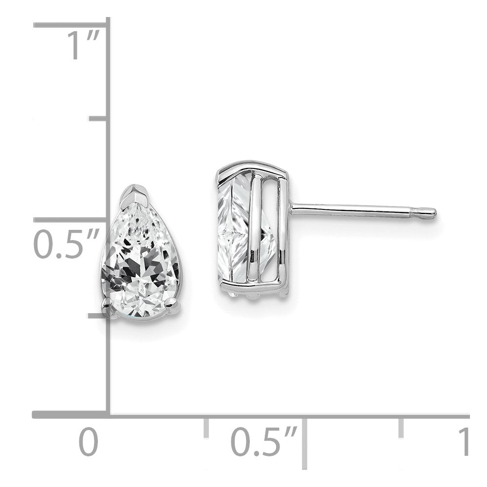 14K White Gold 8x5mm Pear Cubic Zirconia Stud Earrings
