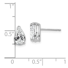 14K White Gold 8x5mm Pear Cubic Zirconia Stud Earrings