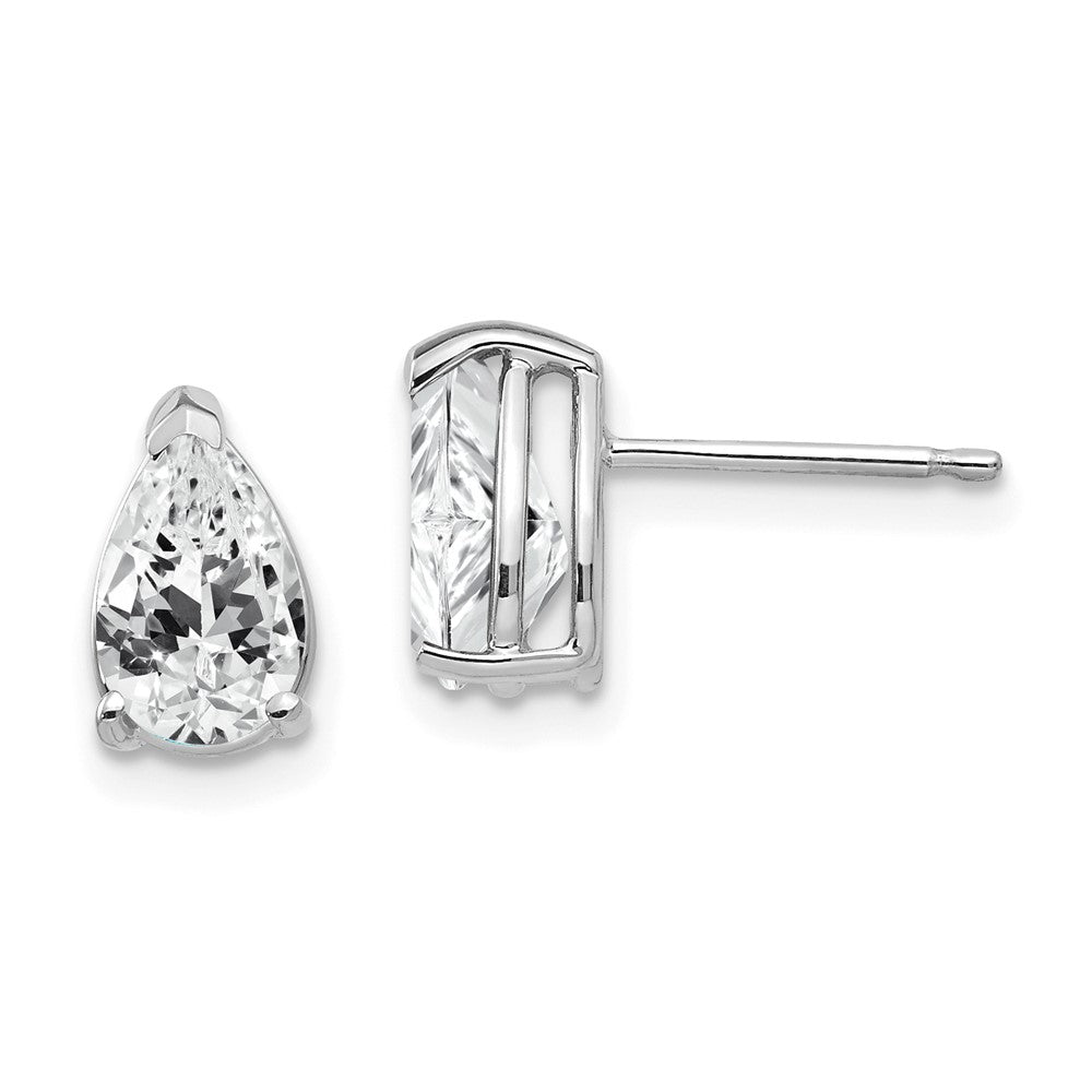 14K White Gold 8x5mm Pear Cubic Zirconia Stud Earrings