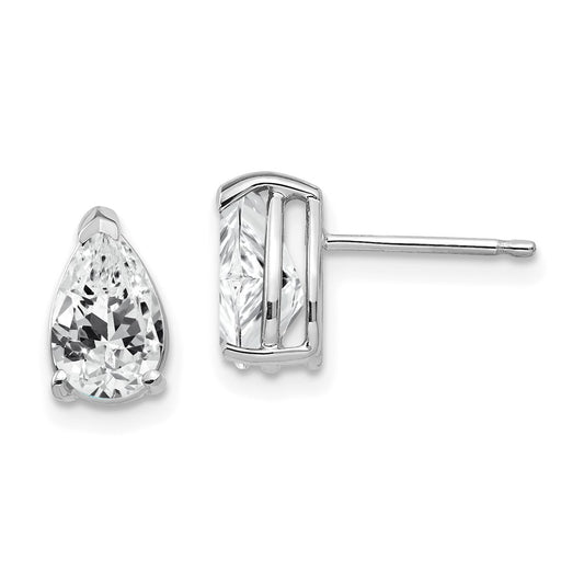 14K White Gold 8x5mm Pear Cubic Zirconia Stud Earrings