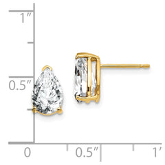 14K Yellow Gold 9x6mm Pear Cubic Zirconia Earrings
