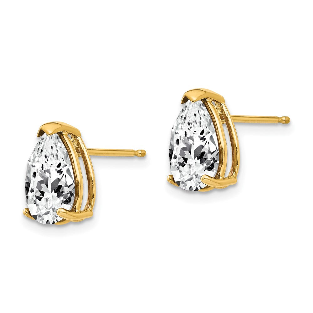14K Yellow Gold 10x7mm Pear Cubic Zirconia Earrings