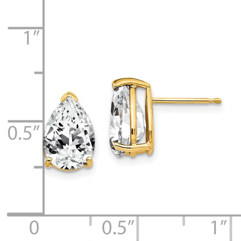 14K Yellow Gold 10x7mm Pear Cubic Zirconia Earrings