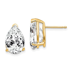 14K Yellow Gold 12x8mm Pear Cubic Zirconia Earrings