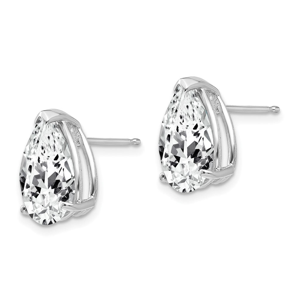14K White Gold 12x8mm Pear Cubic Zirconia Stud Earrings