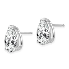 14K White Gold 12x8mm Pear Cubic Zirconia Stud Earrings