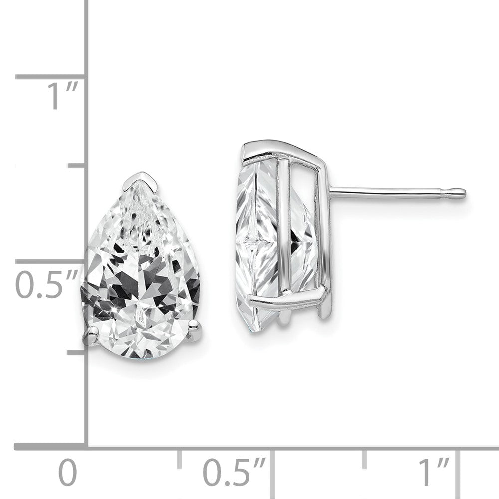 14K White Gold 12x8mm Pear Cubic Zirconia Stud Earrings