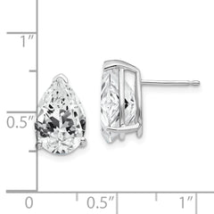 14K White Gold 12x8mm Pear Cubic Zirconia Stud Earrings