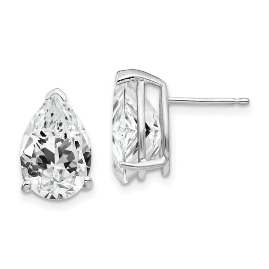 14K White Gold 12x8mm Pear Cubic Zirconia Stud Earrings