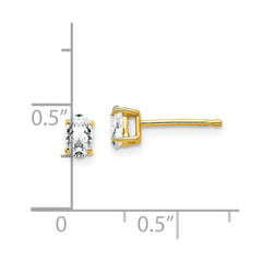 14K Yellow Gold 5x3mm Oval Cubic Zirconia Earrings