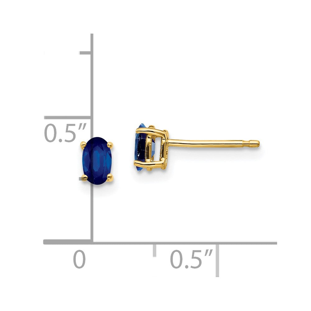 14K Yellow Gold 5x3mm Sapphire Stud Earrings