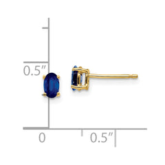 14K Yellow Gold 5x3mm Sapphire Stud Earrings