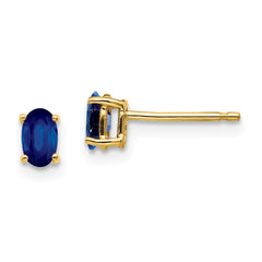 14K Yellow Gold 5x3mm Sapphire Stud Earrings