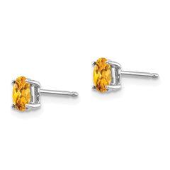 14K White Gold 5x3mm Oval Citrine Stud Earrings