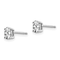 14K White Gold 5x3mm Oval Cubic Zirconia Stud Earrings