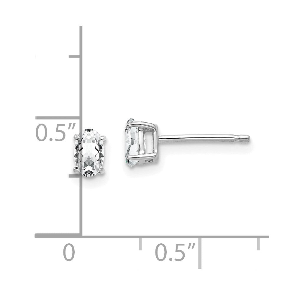 14K White Gold 5x3mm Oval Cubic Zirconia Stud Earrings