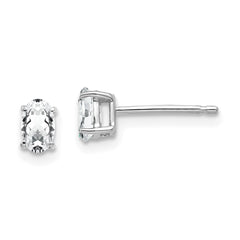 14K White Gold 5x3mm Oval Cubic Zirconia Stud Earrings