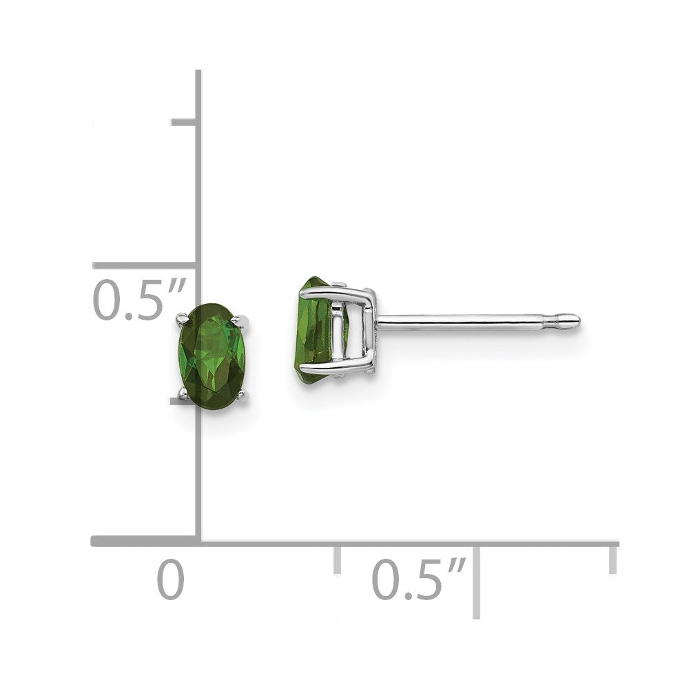 14K White Gold Green Tourmaline Stud Earrings