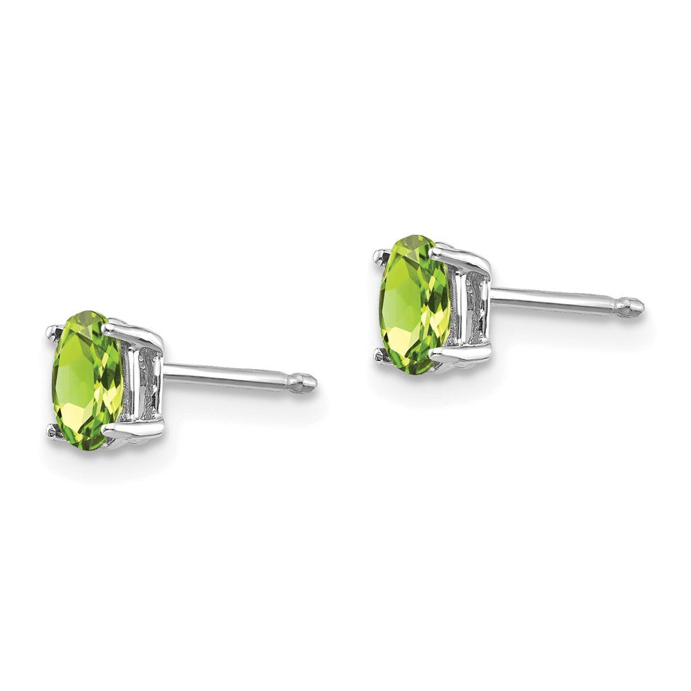 14K White Gold Peridot Oval Stud Earrings