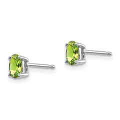 14K White Gold Peridot Oval Stud Earrings