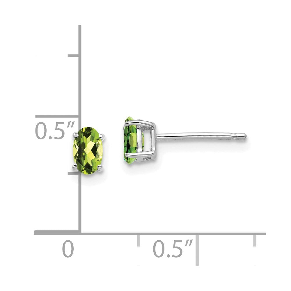 14K White Gold Peridot Oval Stud Earrings