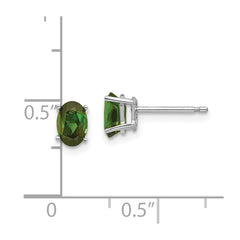 14K White Gold Green Tourmaline Stud Earrings