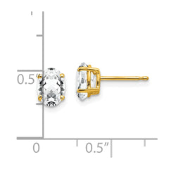 14K Yellow Gold 7x5mm Oval Cubic Zirconia Earrings