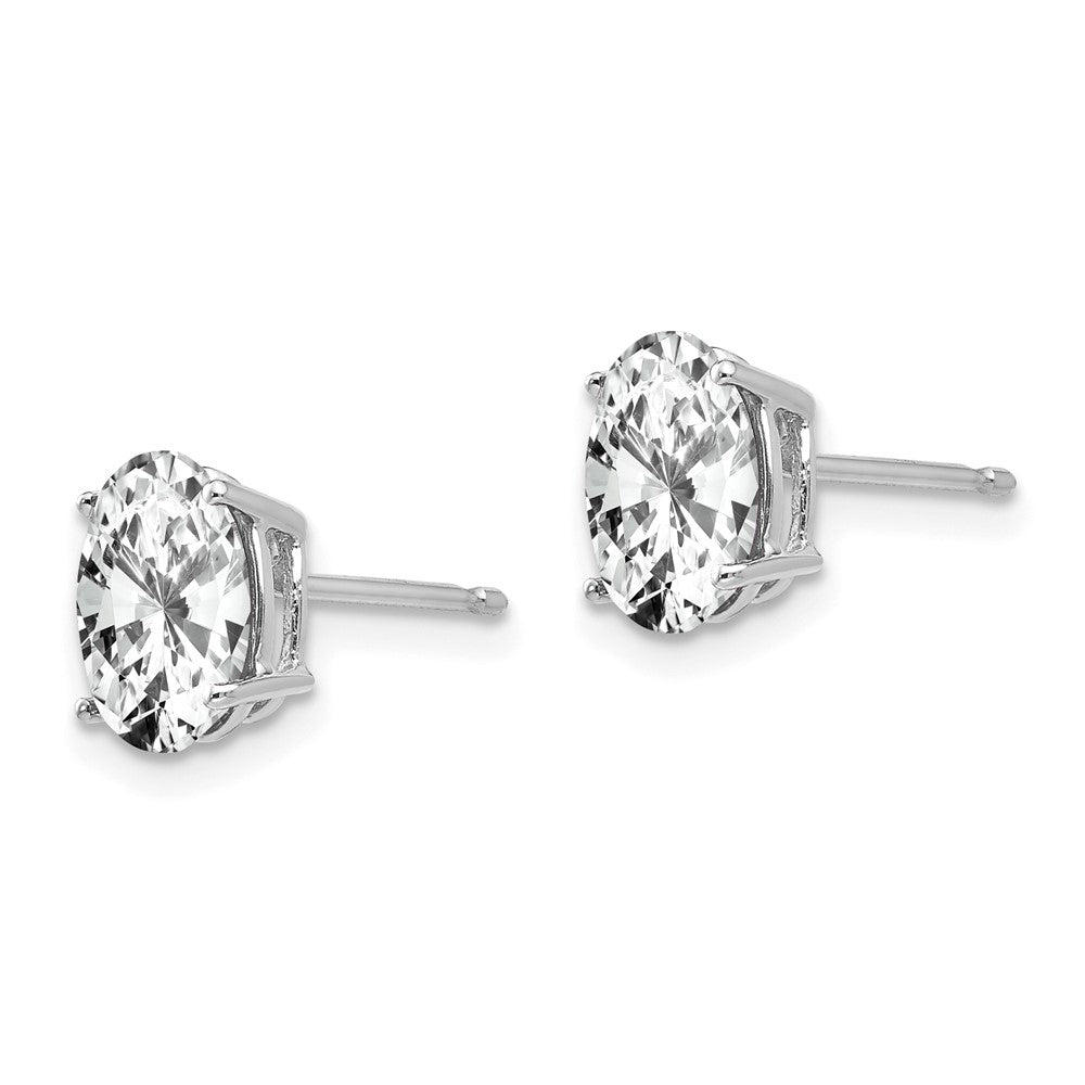 14K White Gold 8x6mm Oval Cubic Zirconia Stud Earrings