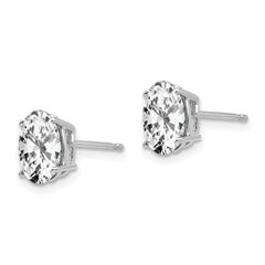 14K White Gold 8x6mm Oval Cubic Zirconia Stud Earrings
