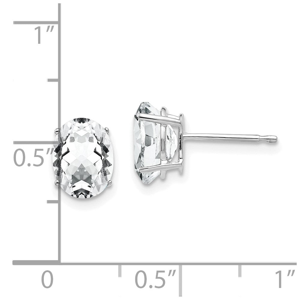 14K White Gold 8x6mm Oval Cubic Zirconia Stud Earrings