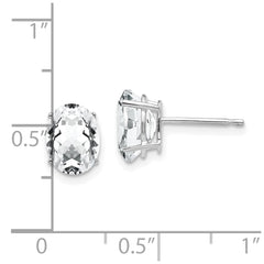 14K White Gold 8x6mm Oval Cubic Zirconia Stud Earrings