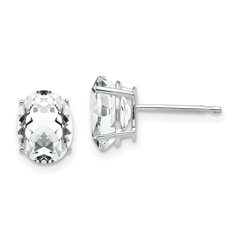 14K White Gold 8x6mm Oval Cubic Zirconia Stud Earrings