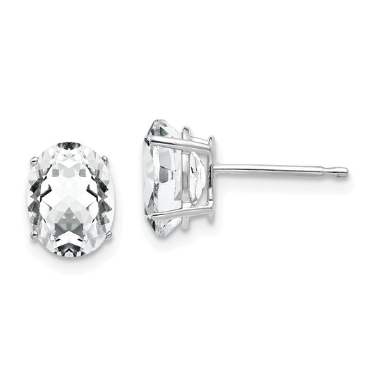 14K White Gold 8x6mm Oval Cubic Zirconia Stud Earrings