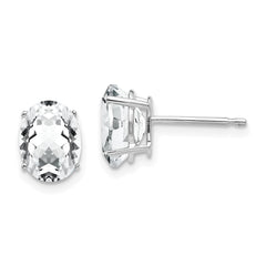 14K White Gold 8x6mm Oval Cubic Zirconia Stud Earrings